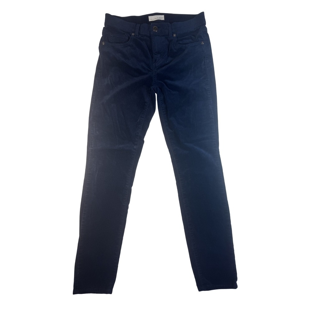 LOFT Ann Taylor Pants Womens‎ 25 0 Navy Blue Velvet Skinny Stretch Casual